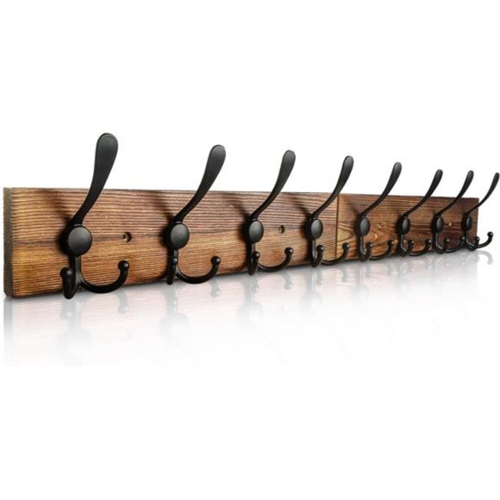 Coat Rack Wall Mount 31.5'' Coat Hanger Wall Mount Burnt Brown Coat Hooks